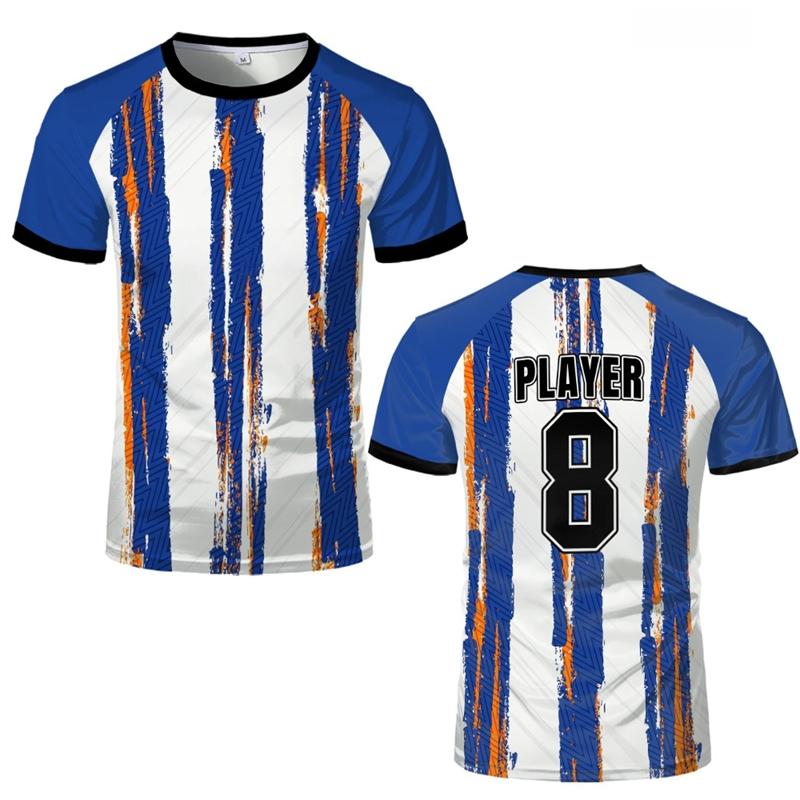 Simple Striped Graphic Football T Shirts For Men Summer Fashion Short Sleeve 3D Printed Sports T-shirts Loose Quick Dry Tees