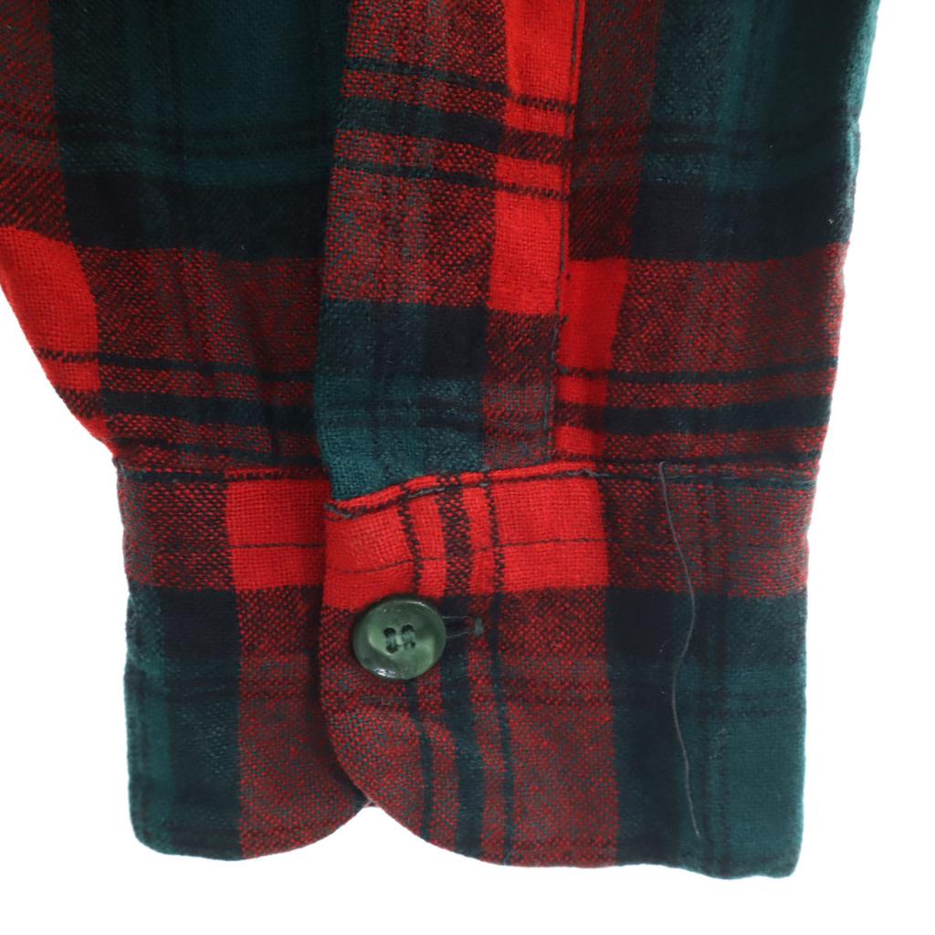 PENDLETON 50s Vintage Wool Blend Check Pattern Long sleeve Open collar shirt Men's Used