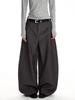 Unisex-Retro-Streifenhose mit geradem Bein und Drapierungsdesign