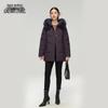XueZhongFei Women's Mid-Length Hooded Down Jacket with Fox Fur Collar