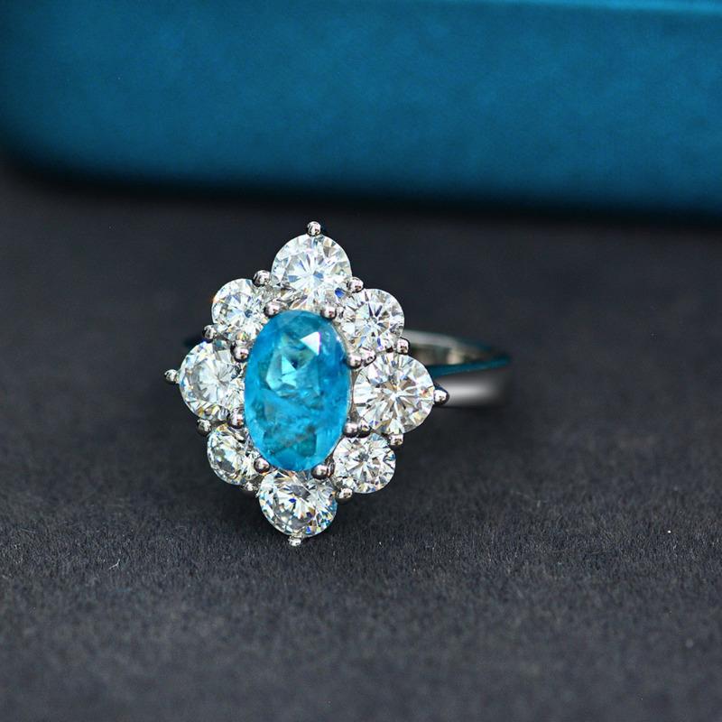 Gica Gema Prsteny ze sterlingového stříbra 925 se safíry pro ženy, třpytivé zásnubní prsteny s diamanty s vysokým obsahem uhlíku, luxusní šperky na svatební hostinu