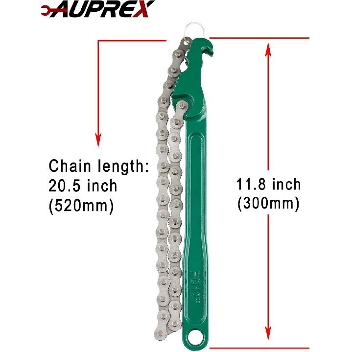 12 Inch Sturdy Carbon Steel Adjustable Heavy Duty Ratcheting Chain Oil Filter Wrench Reversible Chain Style Pipe Fitter With Multi-Purpose