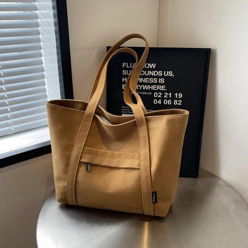 Large Capacity Women's Bag Simple Canvas Shoulder Bag Casual Shoulder Bag