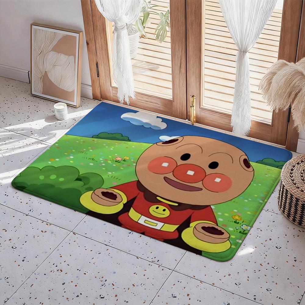 Cartoon A Anpanman Floor Mat Eco Flannel Doormat Non Slip Odorless Indoor Floor Rug Soft Short Plush Home Mat