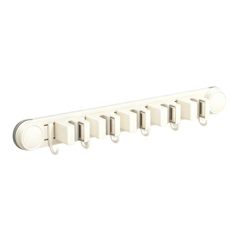 Sliding Rail Cleaning Tool Holder, Wall-Mounted Suction Rack with Integrated Hanging Feature for Mops, Glass and Smooth Tile