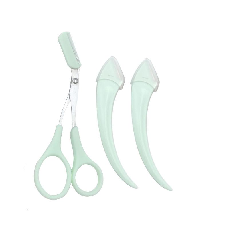 3pcs Eyebrow Trimming Set Curved Eyebrow Scissors With Grooming Tools Creating Perfect Eyebrows