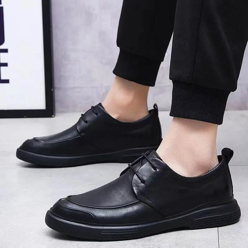 Designer Men Genuine Leather Casual Shoes Business Leisure Fashion Lace-up Dress Shoes