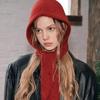 1pc Women Drawstring Faux Collar Balaclava Hat,Outdoor Ski Warm Knitted Face Neck Protective Hooded Cape,Suitable for Dailywear