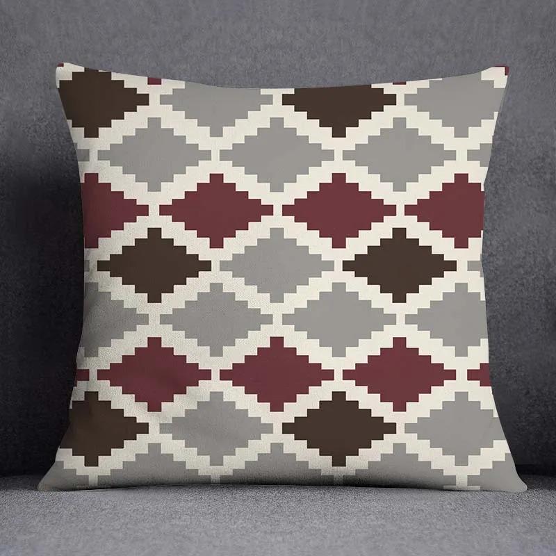 Dark Red Geometric Pattern Pillowcase Car Ornaments Office Living Room Home Pillowcase