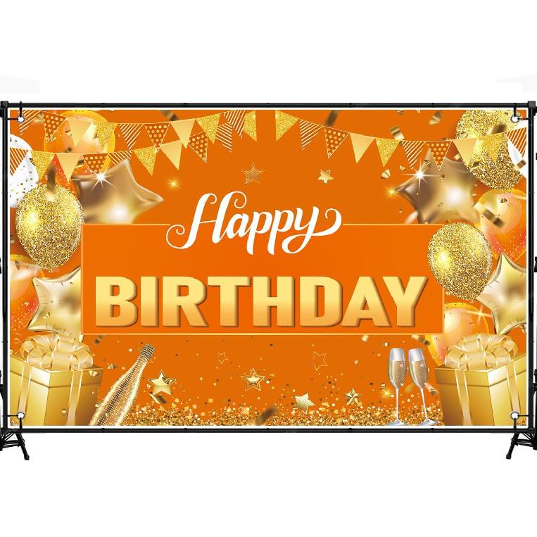 Purple Silver Happy Birthday Backdrop Banner, 6x3.6ft Purple Silver Backdrop Sign, Birthday Party Supplies Photo Background for Children Men Women.
