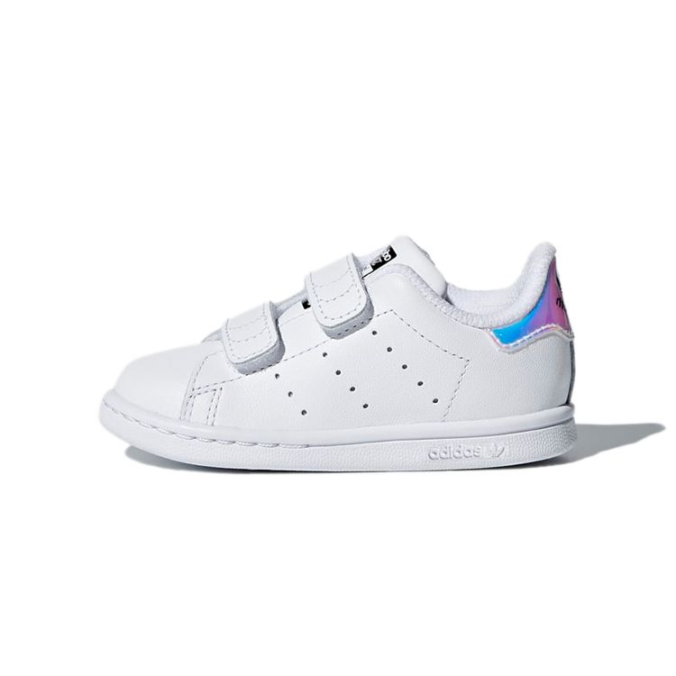 Adidas Originals Stan Smith Series Casual Comfortable Durable Low-Top Walking Shoes Baby Shoes White Silver AQ6274