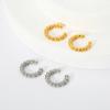 Ins Minimal Plated 18k Gold Stainless Steel Gold Silver Ball Doudou Ear Clips Versatile Commuter C-Shaped Earrings