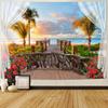 Beach Window Tapestry Wall Hanging Beachy Coastal Ocean Nature Tropical Landscape Scenic Tapestries For Bedroom Living Room Wall