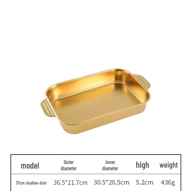 Korean 304 Stainless Steel Grilled Fish Pan, Rectangular Baking Tray with Double Ears for Serving Rice and Vegetables