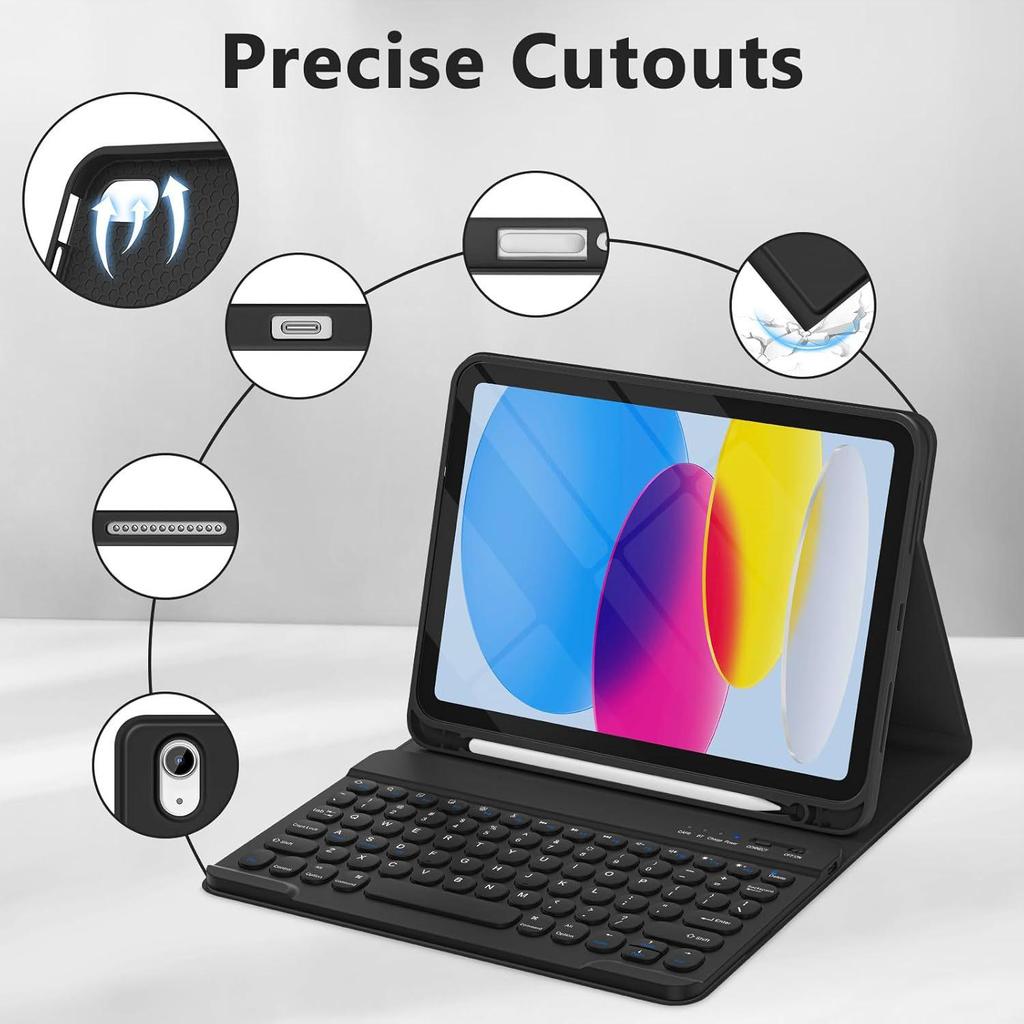 Redmi Pad 2 Tablet Case with Detachable Bluetooth Keyboard, Pen Slot, Round Cap, and Bluetooth Mouse