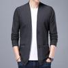 Simple Four-Button Men'S Knit Sweater For Spring And Autumn, Business Casual Trendy Jacket, Long-Sleeve Cardigan