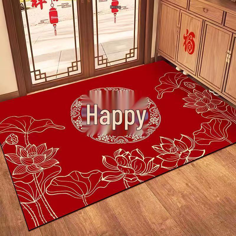 Festive Red Wedding Entrance Mat: Water-Absorbing, Anti-Slip Door Mat