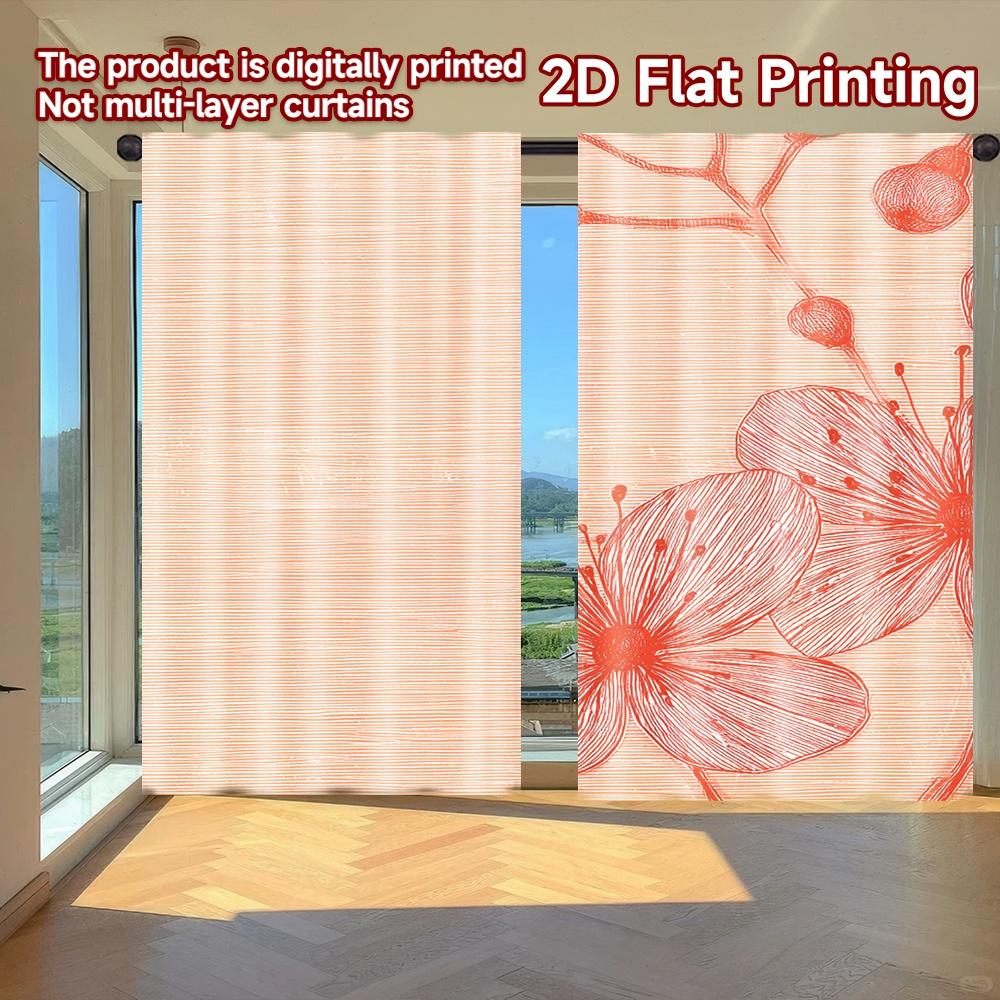 

Flat Printing Curtains Without Rod Floral Elegance Pink Holiday Saint Patrick Is Day Printed Versatile Curtain Set Of 2 Made Polyester Washable W100*H70(CM)-Rod Pocket&1PCS
