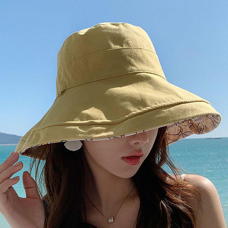 Women's Double-Sided Wide-Brim Bucket Hat - Breathable, UV Protection for Summer Outdoor Activities