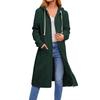 Loose Fit Length Full Zip Up Hooded Coat For Women Cotton Outerwear Long Sleeve Hoodie Sweat with Pockets