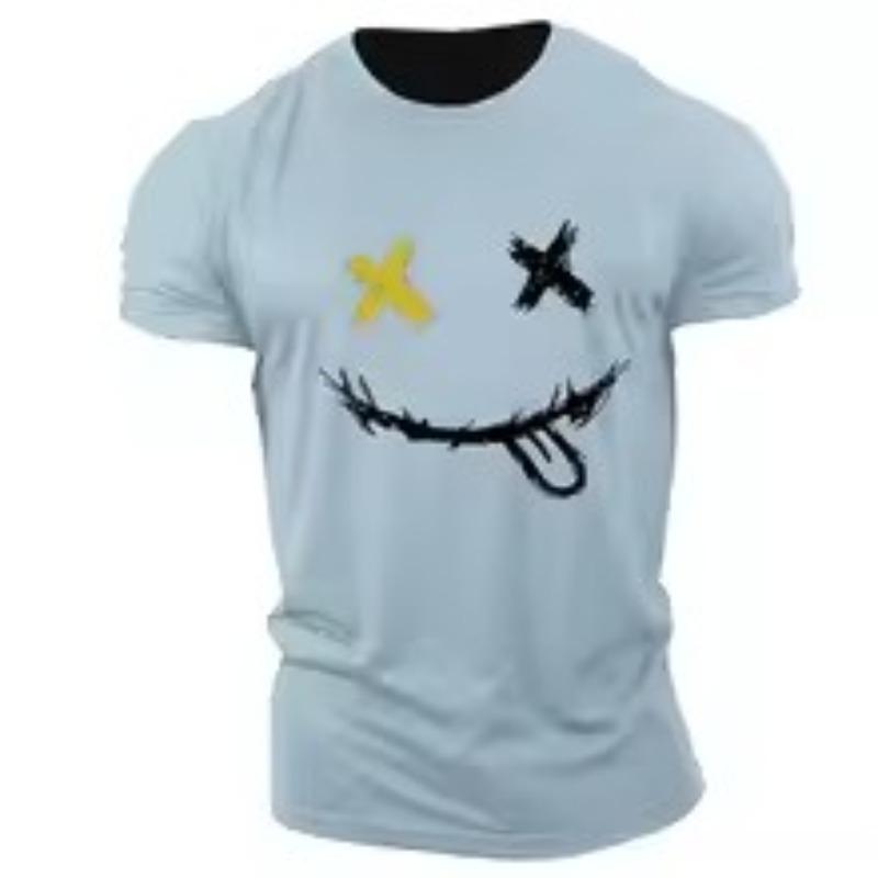 Men's Smiley Face Print T-Shirt Breathable Casual Street Trend 3D Printing