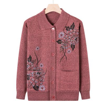 Mittelalterliche und ältere Frühlings- und Herbstkleidung Strickjacke Pullover Damen Mutterpullover Jacke Kleidung für ältere Menschen Oma Herbstkleidung Lockeres Oberteil