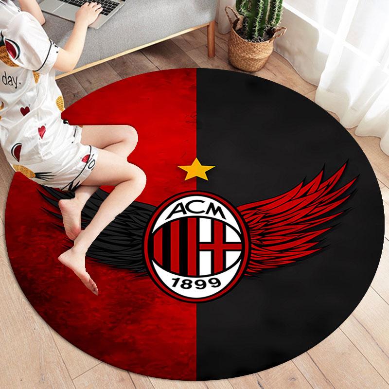AC Milan Round Area Rug,Carpet Rug for Living Room Bedroom Sofa Playroom Decor,Non-slip Floor Mat