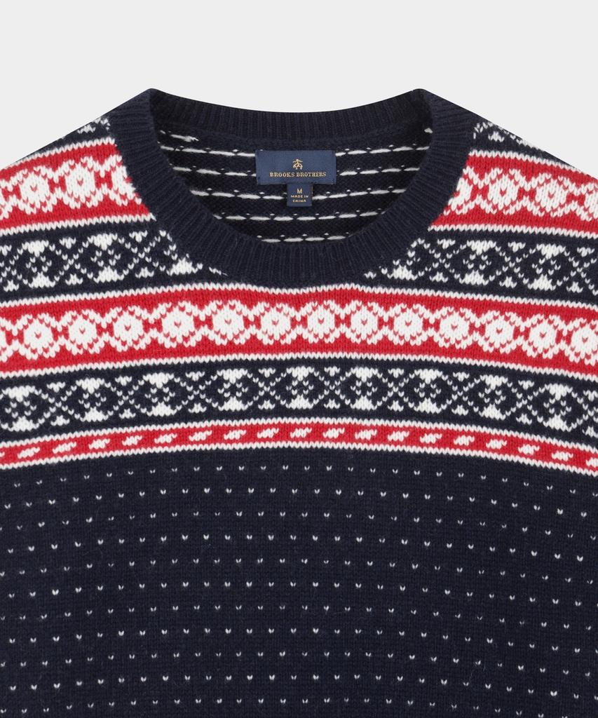 BROOKS BROTHERS Wool Holiday Fair Isle Crewneck Sweater (Multi) (Bbwrmff403)