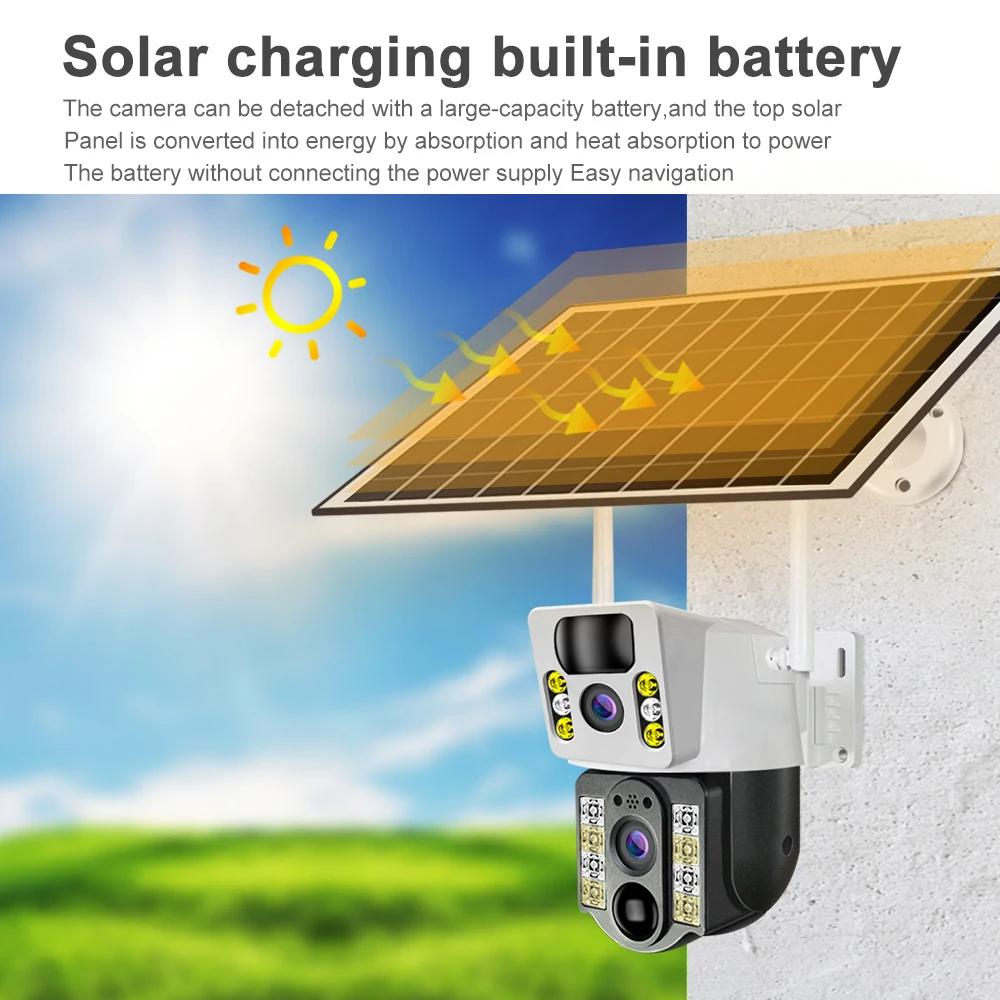 2025 V380Pro 8MP 4K Solar-Akku-WLAN-Kamera Außenbereich Auto-Tracking Personenerkennung Solarenergie Überwachung Drahtlose Kamera