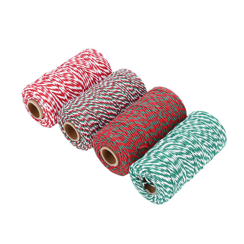 4 Rolls Cotton Colored Bakers Twines 2mm String Ropes for Projects Crafts Gift Wrapping Holiday Decorations