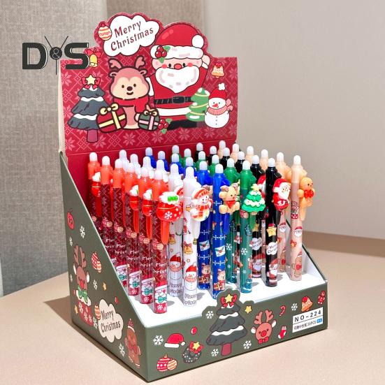 36 Adet Noel Jel Kalem 0.5mm Uç Mavi Silinebilir Mürekkep Kalemi Okul Ofis Yazma Malzemeleri için Şenlikli Desenli Silinebilir Basmalı Kalem