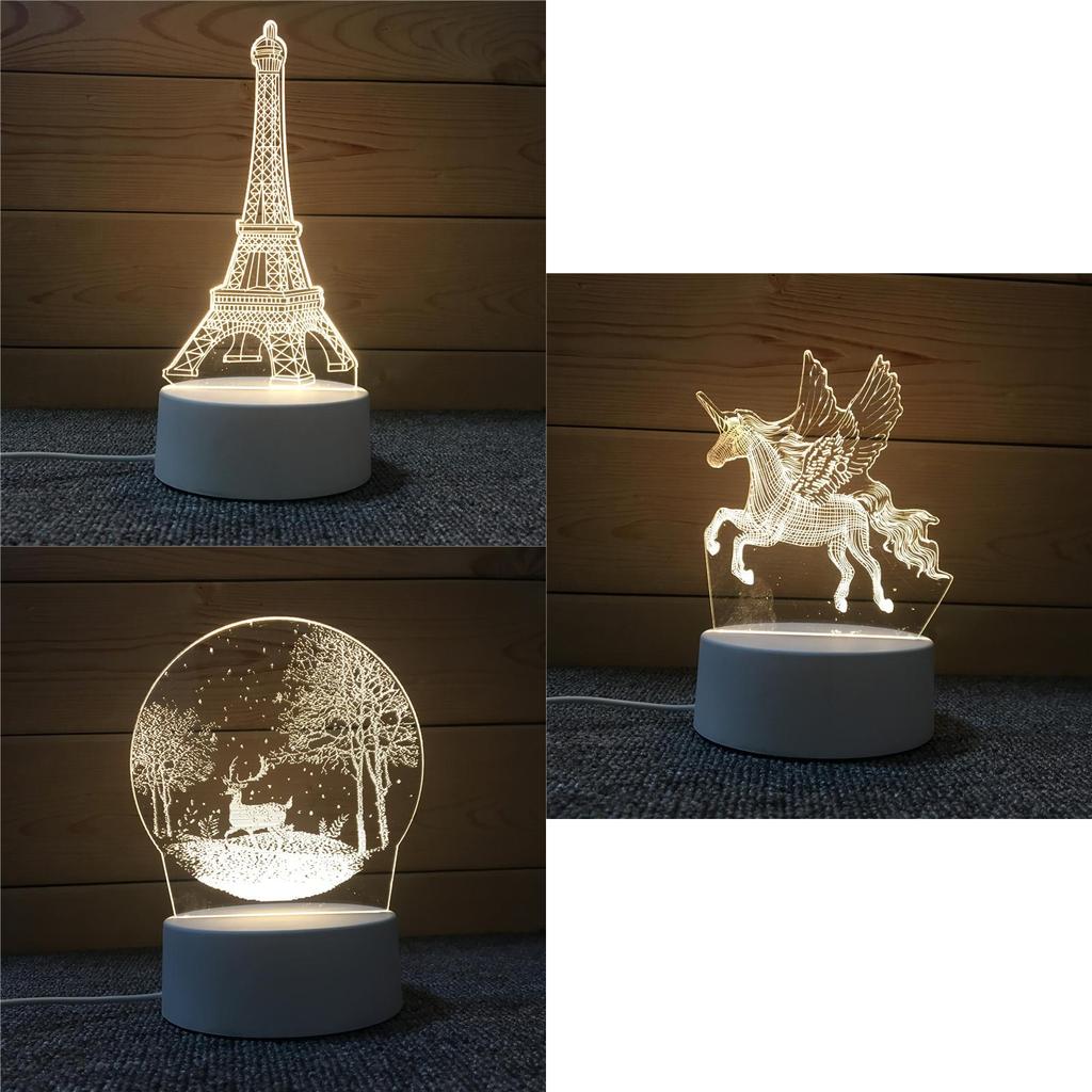 Creative Paris Eiffel Tower Jungle Deer Geometric Horse Night Light Gift Diy