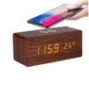 Wireless Charging Clock Sound Control Clock Wooden Clock Smart Wireless Charging Temperature Alarm Clock Electronic Digital Wooden Clock
