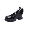 High-heeled Single Shoes Women's New Fashion Thick-heeled Bow Women's Shoes Pearl Casual Mary Jane Shoes