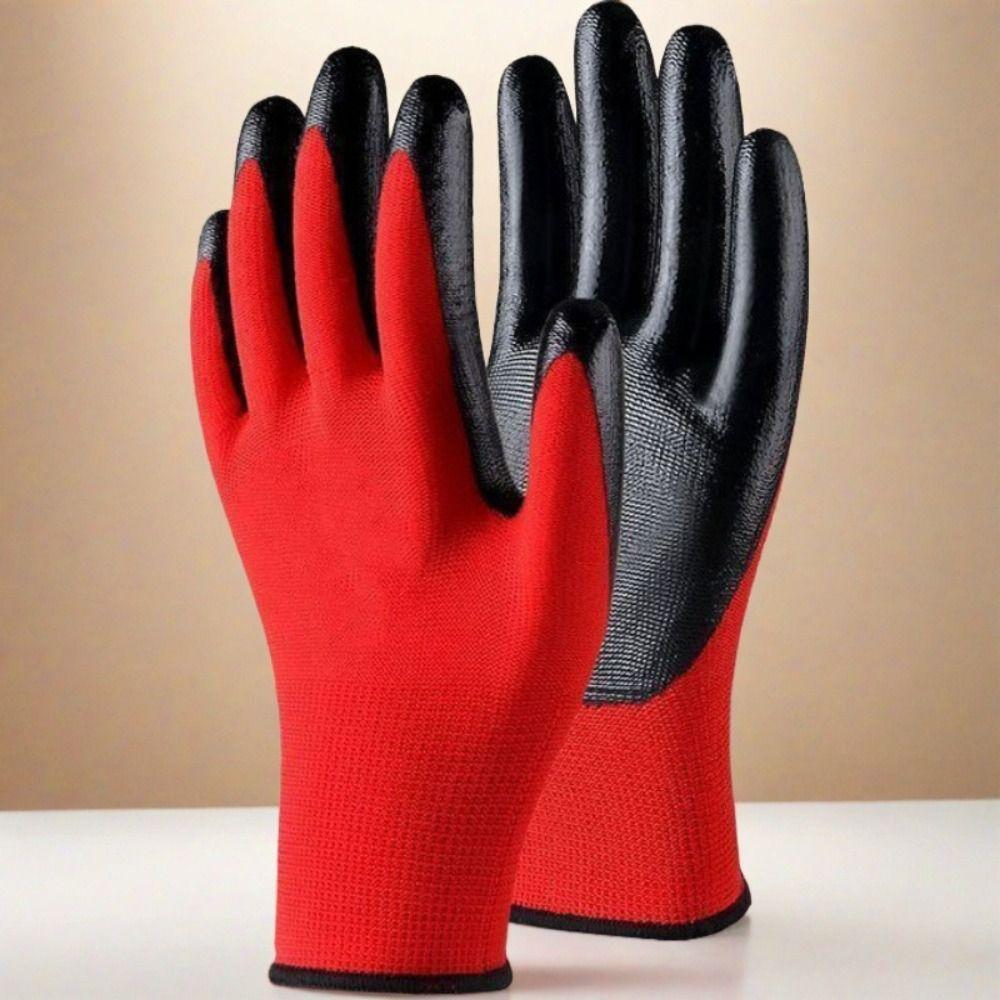 12 Pairs Anti-Skid Work Gloves Crinkled Coating High Grip Gloves Industrial Use