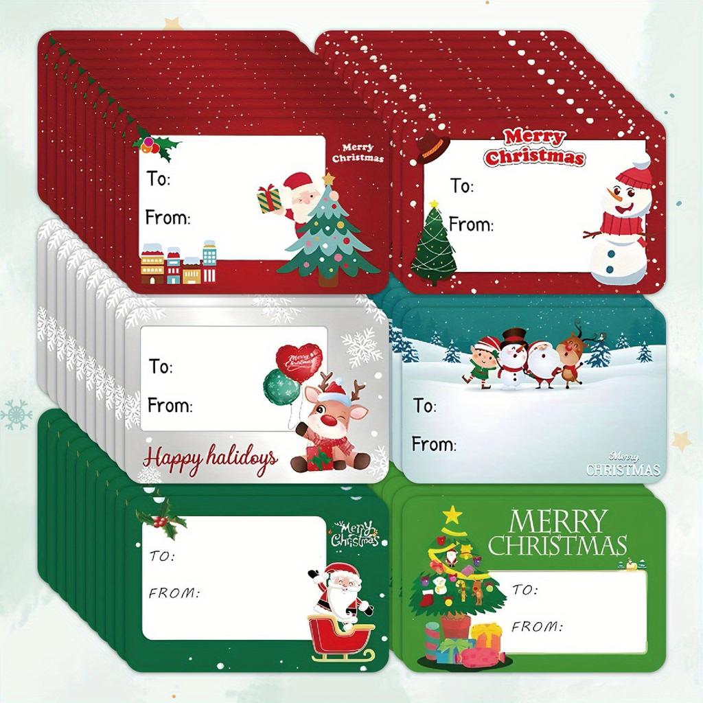 10 sheets Christmas Stickers, 60 stickers Christmas Labels with Names for Gifts - Self-Adhesive Holiday Tags Holiday Decorations