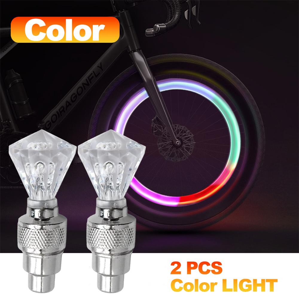 1 Pair Bicycle Lights Motion Sensor LED Lights Road MTB Bike Tire Valve Caps Wheel Spokes Light Bicycle Accessories Neon Flash
