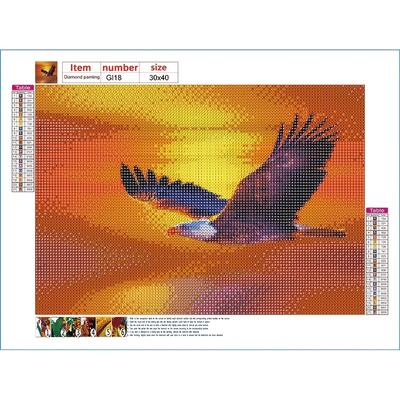 5D Diy Diamond Painting Cartoon Soaring Eagle Cross Stitch Set Full Diamond Embroidery Mosaic Art Picture of Rhinestones Decor Gift