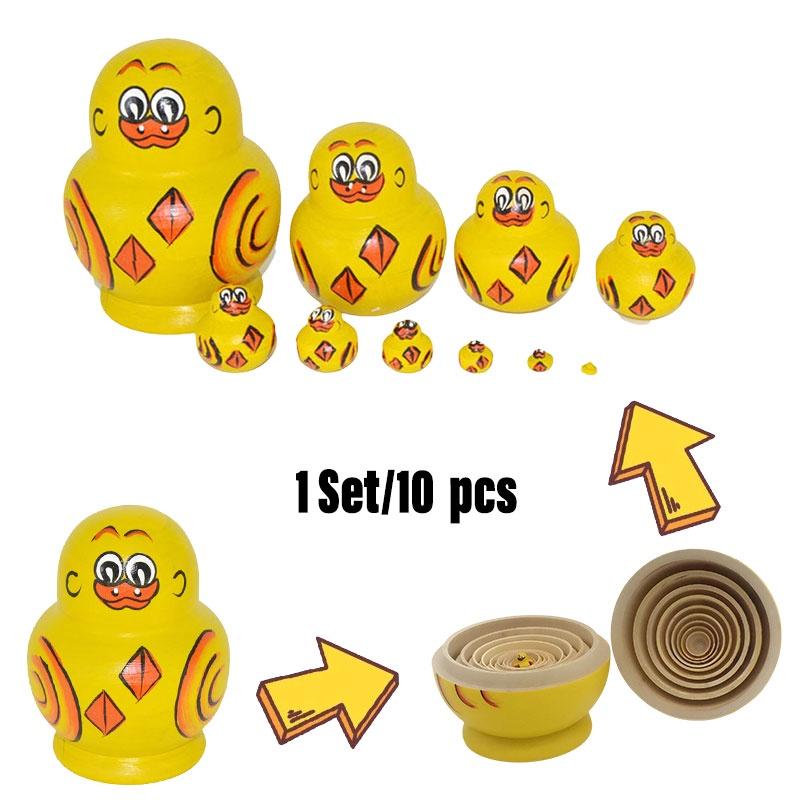 Ten-layer Wooden Duck Nesting Dolls Handcrafted Home Decor Gift Toy Valentine's Day Decoration