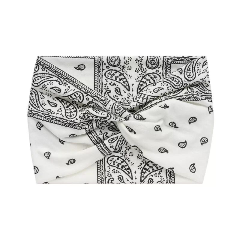 European and American Bohemian Elastic Cross Headband with Paisley Pattern and Knotted Design