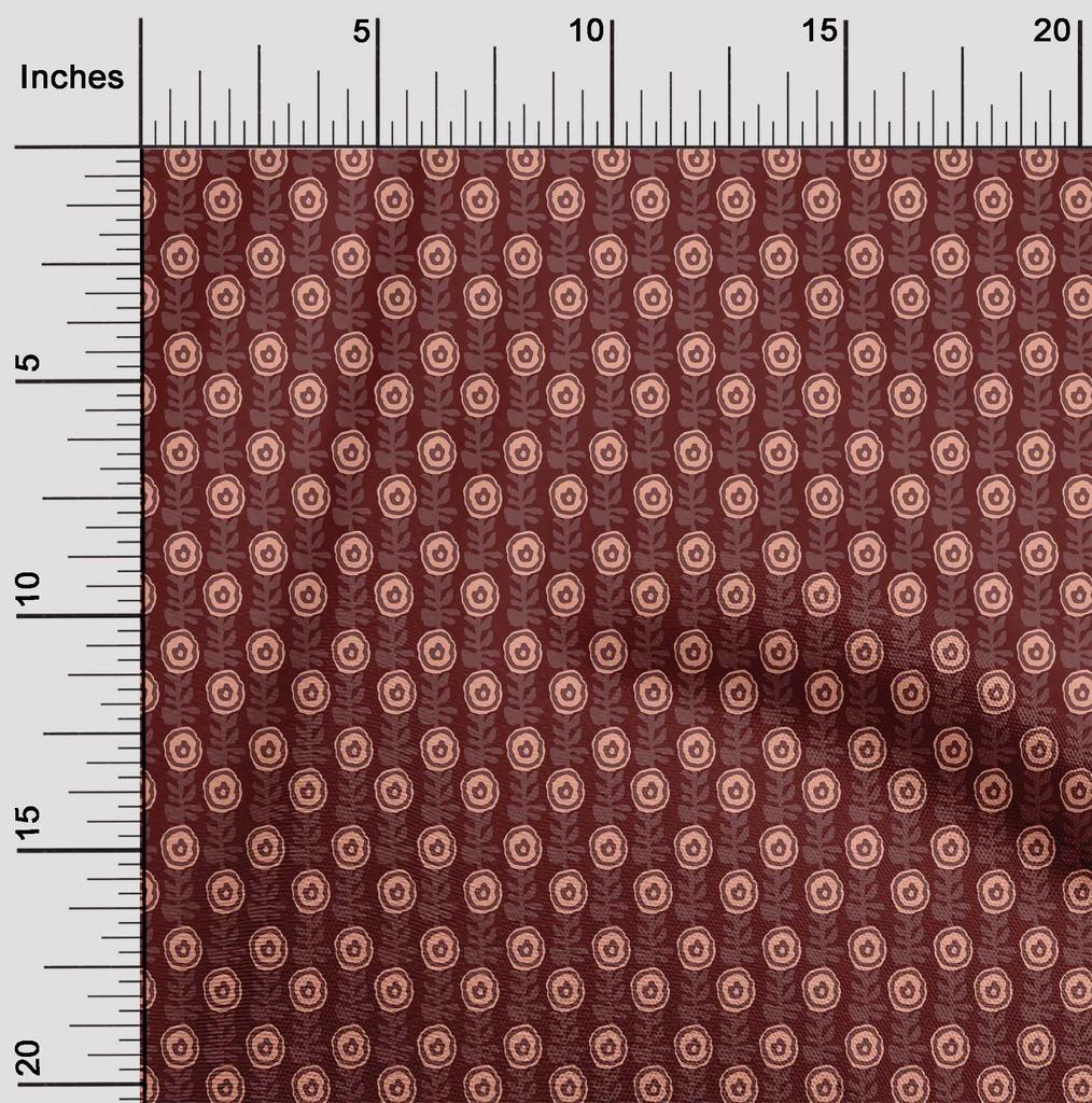 oneOone Cotton Flex Fabric Leaves & Floral Block Printed Craft Fabric BTY 40 Inch