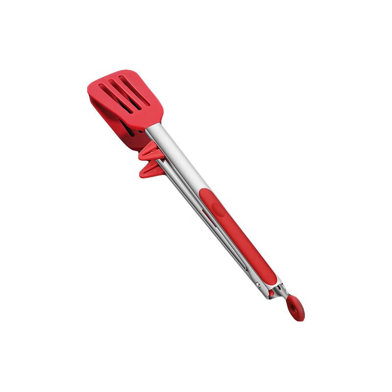 Stainless Steel Food Tongs with Silicone Tips and Stand