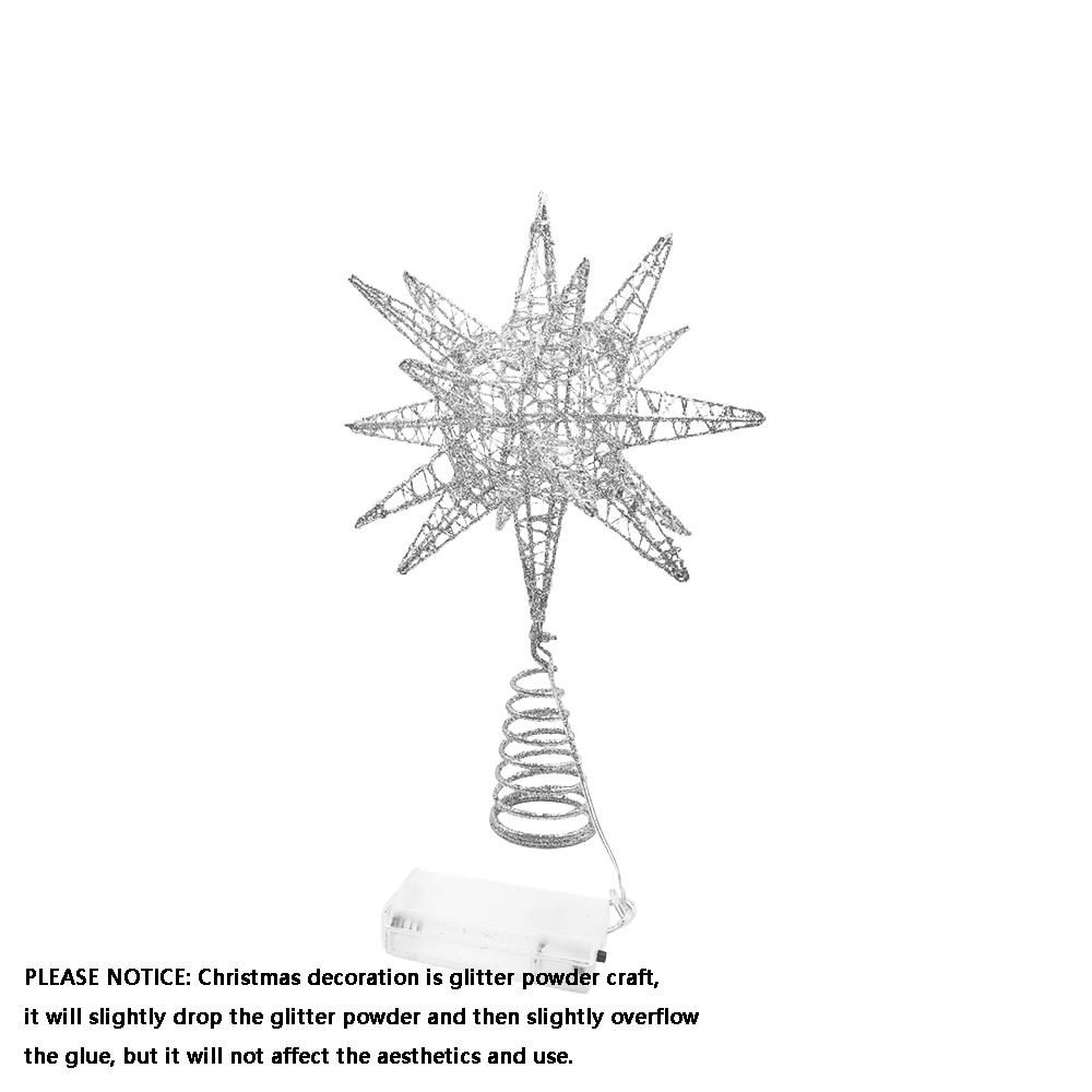 1 шт. Верхушка для рождественской елки с подсветкой, Рождественские пятиконечные звезды, Железная шляпа для рождественской елки, Верхушка для рождественской елки серебряный