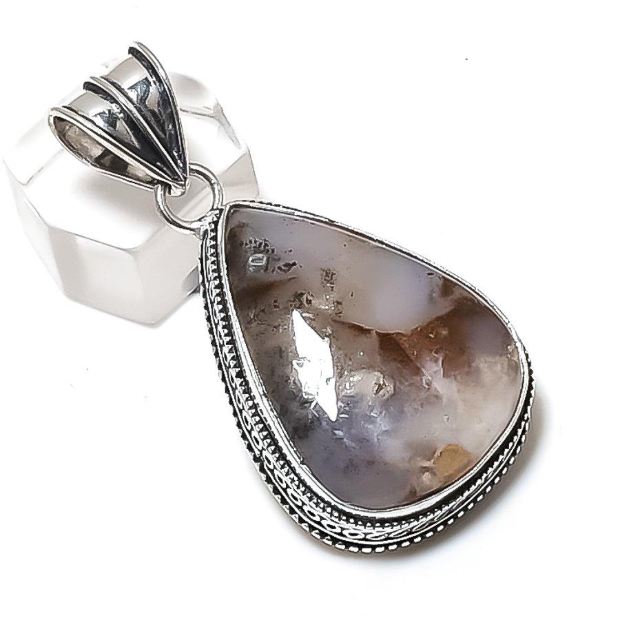 Chrysoprase Gemstone Handmade 925 Sterling Silver Jewelry Pendant 1.97" z2I06