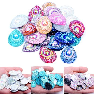 Ornement en résine AB colorée à faire soi-même Paillettes Goutte d'eau Strass Dos plat Applique Pierres de cristal