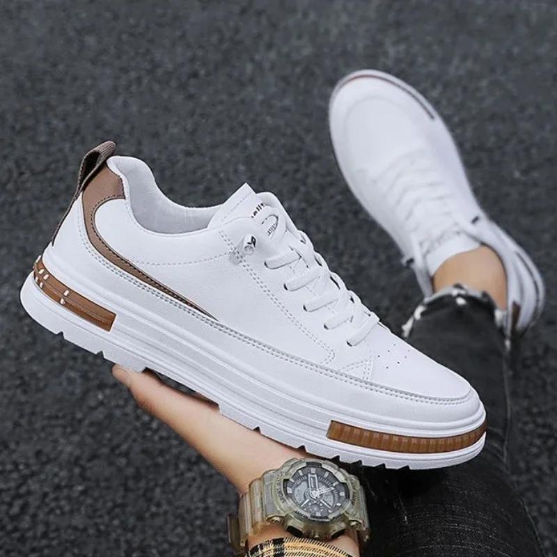 Fashion 2024 Men‘s Fashion Casual Shoes Outdoor New Men's White Anti Slip Sneakers Breathable Comfort Skateboard Shoes Zapatillas Hombre