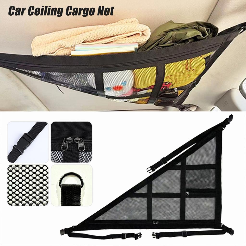 Car Strong Net Bag Load-Bearing Mesh Car Roof Storage Capacity Car Ceiling Auto Accessories Organizer Triangle Car Storage Net