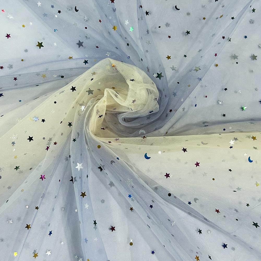 150x90cm Rainbow Organza Tissu Tulle Fabric Glittering for Sewing Children's Dress Star Mesh Fabric DIY Background Decoration