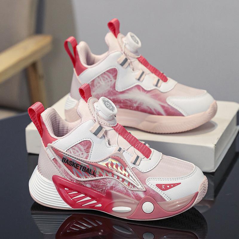 

Children s basketball shoes girls autumn leather new button children s sports shoes boys friction sound running shoes 28 inner length about 178mm