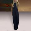 2 Pcs/Set Women Top Pants Set Sleeveless Round Neck Split Hem Wide Leg